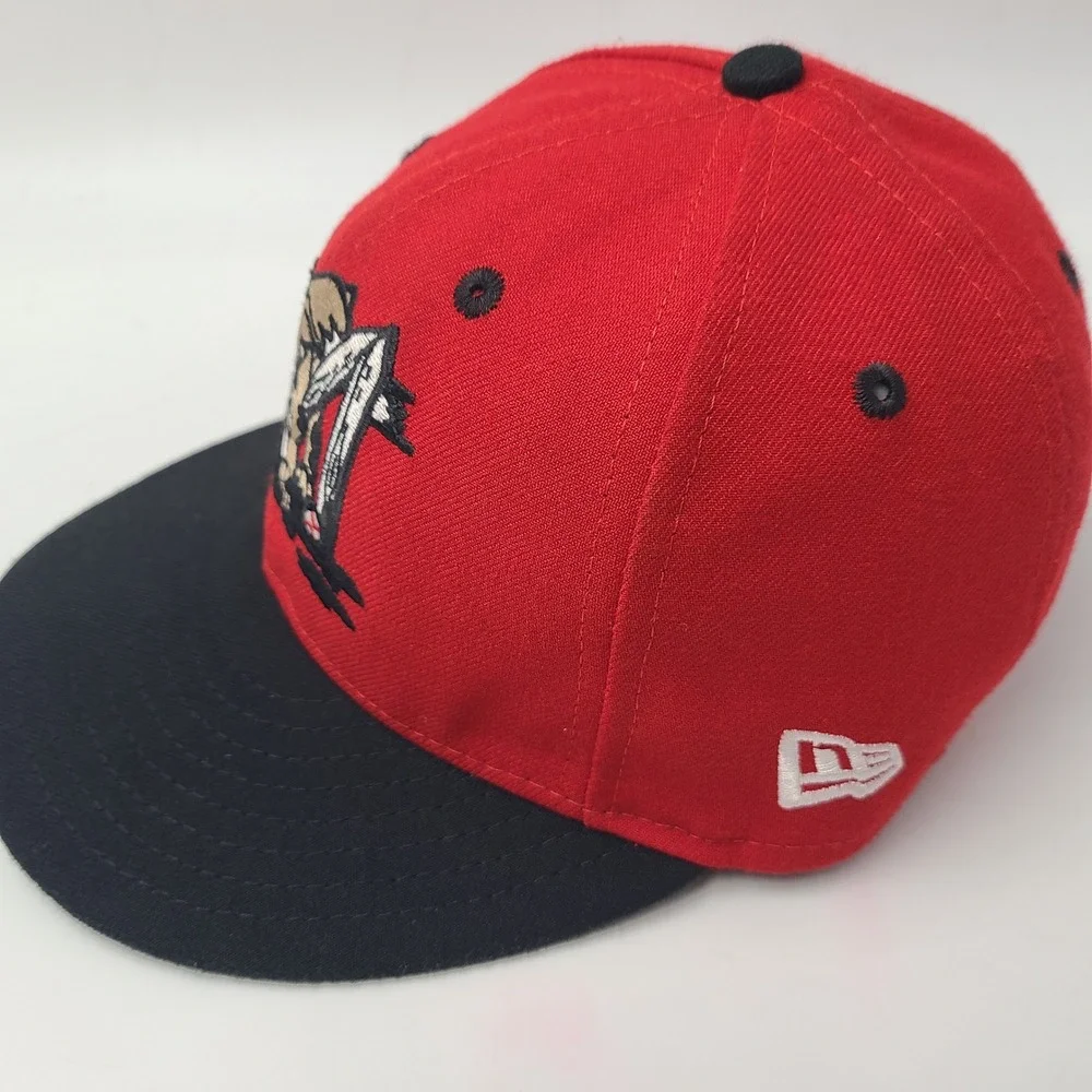 Youth‎ Batavia Muckdogs Hat Fitted 6 5/8 New Era 59Fifty Red Black MiLB Baseball